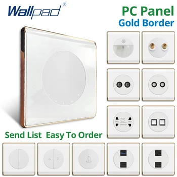 Wallpad Reset 3-Полосный Настенный Выключатель Света Белая Панель ПК С Розово-Золотым Краем HDMI USB3.0 Аудио Розетка для Спутникового телевидения Розетка Для Бритвы