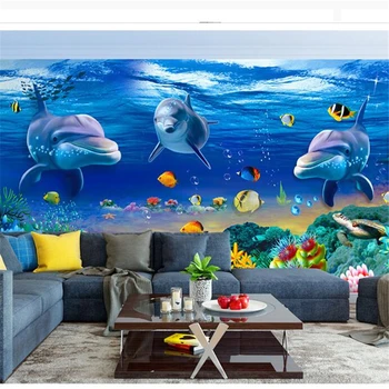 wellyu papel parede Пользовательские обои 3D Dream Подводный Мир Тема Дельфина Настенная бумага de parede para quarto behang