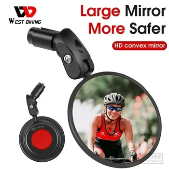WEST BIKING Зеркало заднего вида для велосипеда с широким диапазоном HD, Регулируемая ручка, Отражатель, Слепая зона для горного велосипеда, езда на велосипеде 