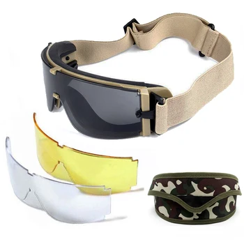 X800 Тактические военные очки, Армейские Защитные очки для стрельбы по Страйкболу, 3 линзы, Наружная защита от ультрафиолета, Охотничьи Солнцезащитные очки
