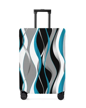 Абстрактные линии, Градиентный синий чехол для багажа, эластичный чехол для чемодана, пылезащитный чехол для багажа для 18-32-дюймового дорожного чемодана