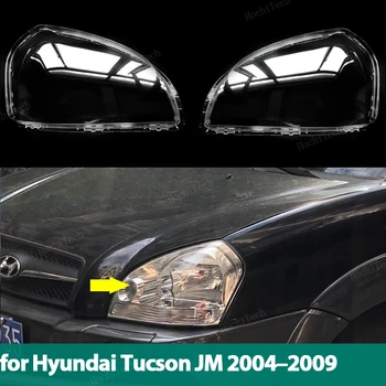 Авто Крышка Передней Фары Объектив Прозрачное Стекло Фары Абажур Лампы Оболочки Маски Для Hyundai Tucson JM 2004-2009