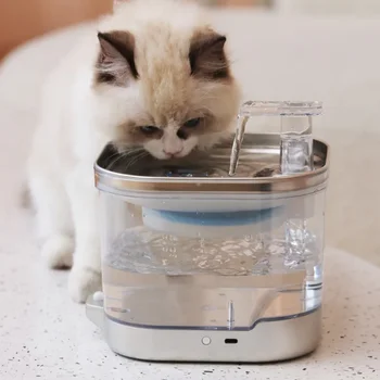 Автоматический диспенсер для домашних животных Фонтан Cats Sense Charge Water Smart Cat Dog Сталь Беспроводное разделение питьевой воды Нержавеющая сталь