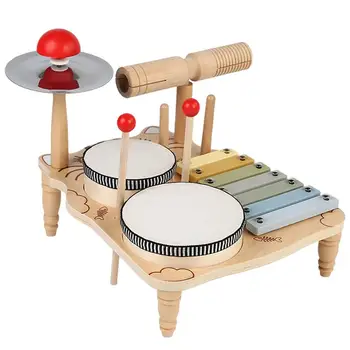 Барабанная установка для детских музыкальных игрушек, детские музыкальные инструменты, барабанная установка, сенсорные игрушки Монтессори, Обучающие занятия для малышей