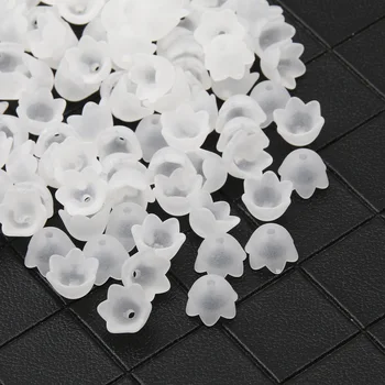 Белый 100шт Акриловые бусины в виде цветка размером 10x7 мм, Рассыпчатые бусины-распорки для изготовления ювелирных изделий, Брелок для ключей, серьги, ожерелье, браслет, принадлежности