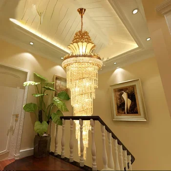 Большая золотая Императорская хрустальная люстра для гостиничного холла гостиной лестницы Подвесной светильник European Big Lighting