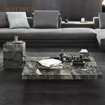 Большой брендовый мраморный журнальный столик, домашний журнальный столик, Современный квадратный журнальный столик высокого класса, мебель для гостиной