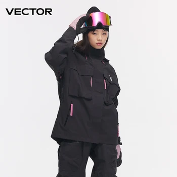 Векторная лыжная одежда Для женщин, мужской свитер с капюшоном, Светоотражающая трендовая лыжная одежда, утолщенное теплое и водонепроницаемое лыжное снаряжение, лыжный костюм для женщин