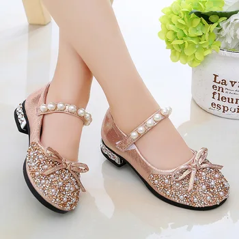 Весенне-летние сандалии с украшением в виде кристаллов, нескользящие туфли принцессы для маленьких девочек-цветочниц для детей, детский день рождения