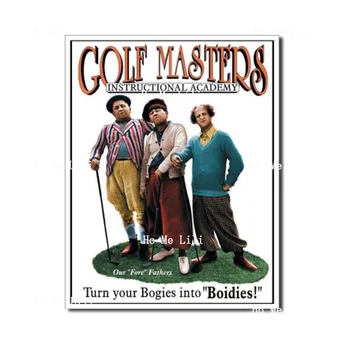 Винтажная металлическая жестяная вывеска Golf Masters Stooges Garage Garage Art