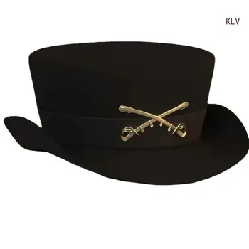 Винтажная Фетровая шляпа-цилиндр викторианской эпохи, черный цилиндр с короткими полями, шляпа западного фокусника для мальчика, мужская Шапка для взрослых, Шерстяная кепка
