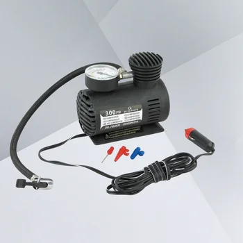 Воздушный компрессор постоянного тока 12 В 100 Вт, портативный электрический насос для накачивания шин с манометром (черный)