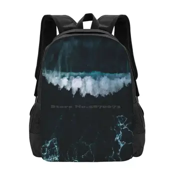 Волна в движении-океанская фотография Школьный рюкзак большой емкости Сумки для ноутбуков Винтаж Природа Вода Океан Морской пейзаж Воздушный Дрон