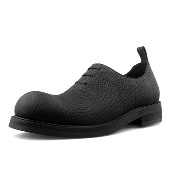 Высококачественная зимняя мужская обувь из натуральной кожи с круглым носком, черная мужская обувь, дышащая повседневная обувь