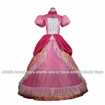 Высококачественное розовое платье принцессы Дейзи Персиковой сестры, Косплей-костюм для взрослых женщин, костюм на Хэллоуин, Платье на заказ