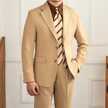 Высококачественный осенний деловой формальный повседневный костюм, свадебный костюм для мужчин, однотонный повседневный офисный костюм для вечеринки, выпускного вечера, Homme