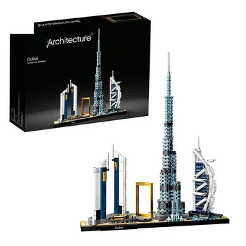Городской Пейзаж Архитектура Дубай 21052 Лондон Сидней Шанхай Набор строительных блоков Кирпичи Классическая Модель для детских игрушек