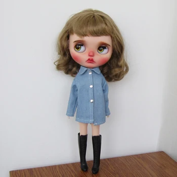 Горячая распродажа одежды Blythe, Синяя рубашка и белая футболка для куклы Blythe Barbies 30 см 1/6 Bjd Куклы Azone ICY Licca Doll