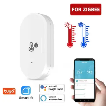 Датчик температуры и влажности Tuya Zigbee Требуется Шлюз Zigbee Умный Термометр Гигрометр Голосовое Управление Alexa Google Home