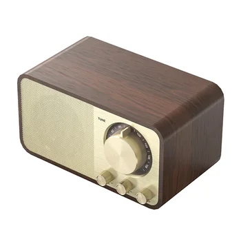Деревянный Bluetooth-совместимый динамик 5.0 в стиле ретро, классическая звуковая коробка, стереосистема объемного звучания, сабвуфер с супербасами, AUX FM-радио для компьютера, ПК