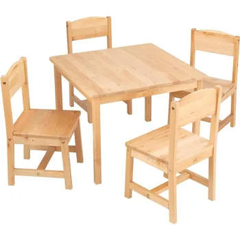 Детский стол со стулом, деревянный фермерский стол и набор из 4 стульев, подарок для детей 3-8 лет, мебель для маленьких малышей