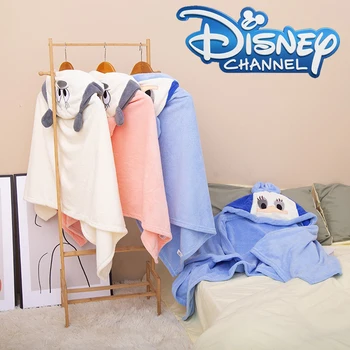 Детское банное полотенце Disney с Микки Маусом, детская накидка с капюшоном, одеяло из кораллового флиса, пляжное полотенце, Мягкий Милый мультфильм, Аниме, халат, Косплей