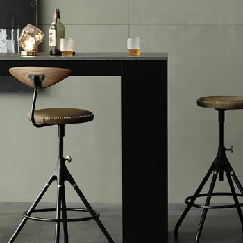 Дизайнерские деревянные Высокие обеденные стулья для бара, современный стул, Высокие американские кухонные табуреты, Кожаная барная стойка, мебель для дома Silla Comedor