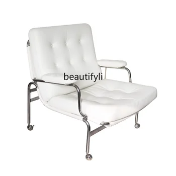 Дизайнерский диван из белой воловьей кожи, современное минималистичное одноместное портативное кресло для отдыха, стулья, кресло для гостиной, одноместный диван, кресло