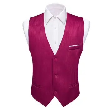 Дизайнерский жилет для мужчин, шелковый красный Однотонный Приталенный жилет, куртка без рукавов, свадебные Деловые мужские топы Barry Wang