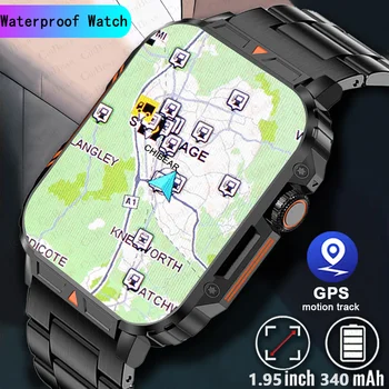 Для Android Военные Уличные Мужские Смарт-часы 1,95 ДЮЙМА GPS Отслеживание Погоды AI Voice 100 + Спортивных режимов 340 мАч SmartWatch New 2024