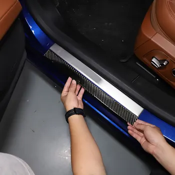Для Maserati Ghibli Quattroporte 2014-2022 Автомобиль из мягкого углеродного волокна, защитная накладка на порог автомобиля, наклейка для отделки Автомобильных аксессуаров