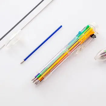 для креативной многоцветной шариковой ручки Lovely канцелярский пресс 8 Цветная масляная ручка для челнока