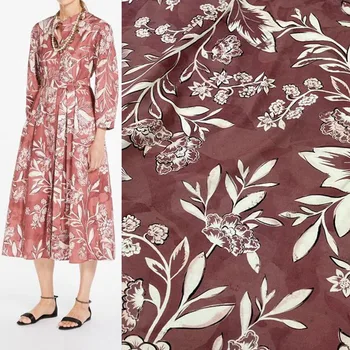 Европейская и американская модная хлопчатобумажная ткань с растительным цветочным принтом для женского платья-блузки ручной работы, ткань для шитья своими руками.