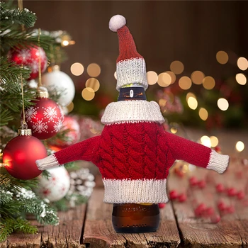 Европейское новое Рождественское украшение, Крышка для винной бутылки, Креативная Вязаная одежда для красного Шампанского, Праздничная композиция в ресторане