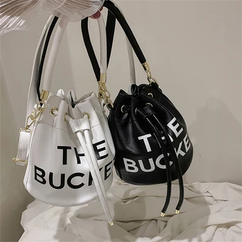 Женская сумка-ведро с буквами, роскошные дизайнерские сумки через плечо, Женские сумки, кошельки, сумка через плечо, Универсальный женский мешок класса Люкс