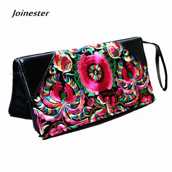 Женская сумка-клатч, женский кошелек с цветочной вышивкой, длинный кошелек из искусственной кожи Pochete для женщин, винтажный держатель для карт на молнии