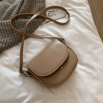 Женская сумка через плечо с клапаном из искусственной кожи винтажная седельная сумка однотонная повседневная сумка через плечо Зимняя сумка для покупок
