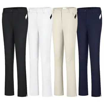 Женские брюки для гольфа, натягивающиеся брюки с карманами на молнии, женские брюки для гольфа, спортивные штаны с эластичной резинкой, расклешенные спортивные рабочие брюки
