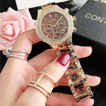 Женские часы бренда CONTENA, роскошные наручные часы с кристаллами, золотые, белые Кварцевые часы для женщин, модные Элегантные женские часы Relogio Feminino