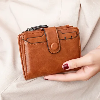 Женский короткий кошелек из искусственной кожи в Корейском стиле Ретро, простая однотонная Многофункциональная сумка для банкнот, студенческий кошелек для монет