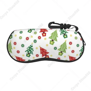 Зеленая и красная коробка для очков с рисунком Рождественской елки, сумка для солнцезащитных очков для мужчин и женщин, для путешествий, работы, принт в один размер