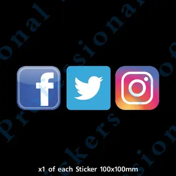 Значки социальных сетей - Facebook, Instagram, Twitter - Магазин, фургон, автомобиль (CC006) Водонепроницаемые виниловые наклейки для автомобильных мотоциклов