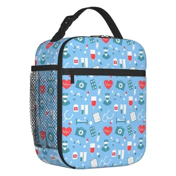 Изолированная сумка для ланча с рисунком медсестры для женщин, портативный термоохладитель для ухода за больными, ланч-бокс для еды, работа, школа, путешествия