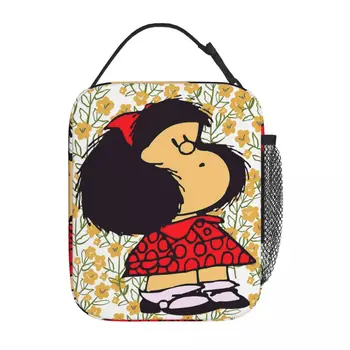 Изолированная сумка для ланча от Mafalda и Flowers Merch для путешествий, милые коробки для хранения продуктов, многоразовые термокружки-охладители для ланча