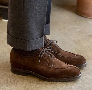 Итальянская роскошная мужская кожаная официальная обувь, повседневная обувь в стиле дерби, Замшевая летняя обувь ручной работы Goodyear, мужской стиль