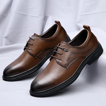 Итальянские бренды Зимняя мужская обувь; плюшевые деловые оксфордские туфли из натуральной кожи на толстой подошве; высококачественная кожаная обувь на шнуровке;