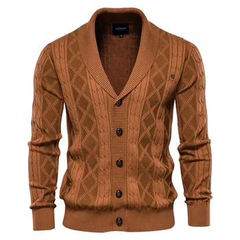 Кардиган, мужской свитер с V-образным вырезом и длинными рукавами, мужской утолщенный свитер для внешней торговли, модный вязаный кардиган, куртка высокого качества.