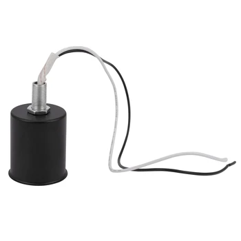 Керамическая винтовая основа 5X E27, круглая светодиодная лампочка, адаптер для розетки, металлический держатель лампы с проводом, черный