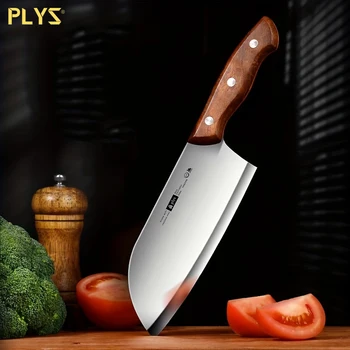 Китайский поварской нож PLYS премиум-класса -деревянная ручка, лезвие из нержавеющей стали для легкой нарезки и многофункционального использования на кухне