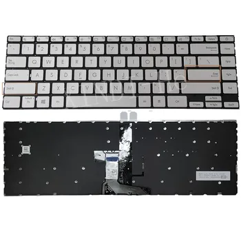 Клавиатура Ноутбука с Подсветкой США для Asus Zenbook 14 UX425 UM425 UM425I UM425IA UM425QA UX425E UX425EA UX425J UX425JA Серебристая